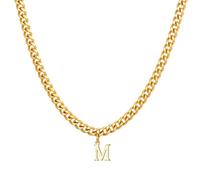 HIJONES Hommes Femmes Acier Inoxydable Collier 26 Initiales Alphabet Pendent Hip Hop Chaîne Massive Chocker Or M