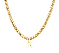 HIJONES Hommes Femmes Acier Inoxydable Collier 26 Initiales Alphabet Pendent Hip Hop Chaîne Massive Chocker Or K