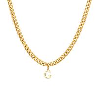 HIJONES Hommes Femmes Acier Inoxydable Collier 26 Initiales Alphabet Pendent Hip Hop Chaîne Massive Chocker Or G