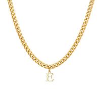 HIJONES Hommes Femmes Acier Inoxydable Collier 26 Initiales Alphabet Pendent Hip Hop Chaîne Massive Chocker Or E