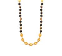 HIJONES Hommes Femmes Acier Inoxydable Collier Chaîne de Perles en Grains de Café Plaqué Or Plaqué Or Irrégulier