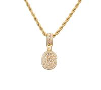 HIJONES Hommes Femmes Acier Inoxydable Collier Charm Côte Chaîne Numéro Chanceux Hip Hop Angélique 0-9 Zircon Or 6