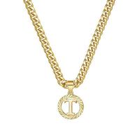 HIJONES Hommes Femmes Acier Inoxydable Collier Pendentif Circulaire Lettre Initiale Charm Collier Chaîne Épaisse Or T