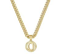 HIJONES Hommes Femmes Acier Inoxydable Collier Pendentif Circulaire Lettre Initiale Charm Collier Chaîne Épaisse Or O