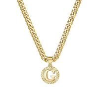 HIJONES Hommes Femmes Acier Inoxydable Collier Pendentif Circulaire Lettre Initiale Charm Collier Chaîne Épaisse Or G