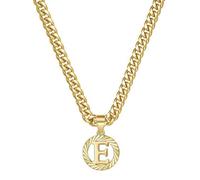 HIJONES Hommes Femmes Acier Inoxydable Collier Pendentif Circulaire Lettre Initiale Charm Collier Chaîne Épaisse Or E