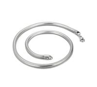 HIJONES Hommes Femmes Acier Inoxydable Collier Snake Chain Rond Flexible avec Lien lisse et Revêtement par Plaqué Sous Vide 5MM Argent 60CM