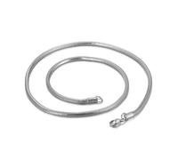 HIJONES Hommes Femmes Acier Inoxydable Collier Snake Chain Rond Flexible avec Lien lisse et Revêtement par Plaqué Sous Vide Argent 3MM 50CM