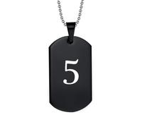 HIJONES Hommes Femmes Acier Inoxydable Collier Sportif Pendent Chaîne Numéro Chanceux Angélique 1-9 Étiquette Canine Noir 5