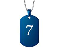HIJONES Hommes Femmes Acier Inoxydable Collier Sportif Pendent Chaîne Numéro Chanceux Angélique 1-9 Étiquette Canine Bleu 7