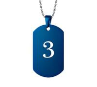 HIJONES Hommes Femmes Acier Inoxydable Collier Sportif Pendent Chaîne Numéro Chanceux Angélique 1-9 Étiquette Canine Bleu 3
