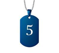 HIJONES Hommes Femmes Acier Inoxydable Collier Sportif Pendent Chaîne Numéro Chanceux Angélique 1-9 Étiquette Canine Bleu 5