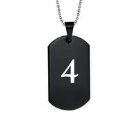 HIJONES Hommes Femmes Acier Inoxydable Collier Sportif Pendent Chaîne Numéro Chanceux Angélique 1-9 Étiquette Canine Noir 4