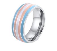 HIJONES Hommes Femmes Acier Inoxydable Émail Arc en Ciel Pride Lgbt Bague Lesbienne & Gay Lgbtq Pride Couple Mariage Bande de Fiançailles Style 5 Taille 62