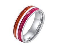 HIJONES Hommes Femmes Acier Inoxydable Émail Arc en Ciel Pride Lgbt Bague Lesbienne & Gay Lgbtq Pride Couple Mariage Bande de Fiançailles Style 6 Taille 62