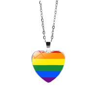HIJONES Hommes Femmes Acier Inoxydable Hip Hop Amour Coeur Arc en Ciel Fierté Collier Gay Lesbienne Drapeau Couple Pendentif Bijoux Modèle 11