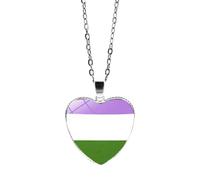 HIJONES Hommes Femmes Acier Inoxydable Hip Hop Amour Coeur Arc en Ciel Fierté Collier Gay Lesbienne Drapeau Couple Pendentif Bijoux Modèle 1