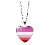 HIJONES Hommes Femmes Acier Inoxydable Hip Hop Amour Coeur Arc en Ciel Fierté Collier Gay Lesbienne Drapeau Couple Pendentif Bijoux Modèle 10