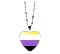 HIJONES Hommes Femmes Acier Inoxydable Hip Hop Amour Coeur Arc en Ciel Fierté Collier Gay Lesbienne Drapeau Couple Pendentif Bijoux Modèle 7
