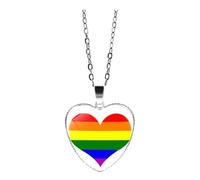 HIJONES Hommes Femmes Acier Inoxydable Hip Hop Amour Coeur Arc en Ciel Fierté Collier Gay Lesbienne Drapeau Couple Pendentif Bijoux Modèle 6