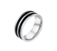 HIJONES Hommes Femmes Acier Inoxydable Minimaliste Deux Tons Émail Plat Couple Mariage Bague Doigt Bijoux Argent Style 2 Taille 54