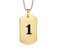 HIJONES Hommes Femmes Acier Inoxydable Pendent Collier Numéro Chanceux Angélique 1-9 Athlète Étiquette Canine avec Chaîne Or 1