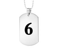 HIJONES Hommes Femmes Acier Inoxydable Pendent Collier Numéro Chanceux Angélique 1-9 Athlète Étiquette Canine avec Chaîne Argent 6