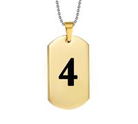 HIJONES Hommes Femmes Acier Inoxydable Pendent Collier Numéro Chanceux Angélique 1-9 Athlète Étiquette Canine avec Chaîne Or 4