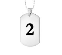HIJONES Hommes Femmes Acier Inoxydable Pendent Collier Numéro Chanceux Angélique 1-9 Athlète Étiquette Canine avec Chaîne Argent 2