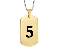 HIJONES Hommes Femmes Acier Inoxydable Pendent Collier Numéro Chanceux Angélique 1-9 Athlète Étiquette Canine avec Chaîne Or 5