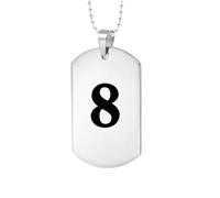 HIJONES Hommes Femmes Acier Inoxydable Pendent Collier Numéro Chanceux Angélique 1-9 Athlète Étiquette Canine avec Chaîne Argent 8