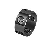 HIJONES Hommes Femmes Acier Inoxydable Trendy Arbre de Vie Creuse 8MM Poli Bague de Mariage Engagement Biker Titane Noir Taille 65