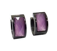 HIJONES Multicolore Noir Plaqué Boucles D’oreilles Pour Femmes Hoop Huggie Boucles Zircone Cubique Léger Bijoux D’oreille Viole Clair