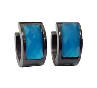 HIJONES Multicolore Noir Plaqué Boucles D’oreilles Pour Femmes Hoop Huggie Boucles Zircone Cubique Léger Bijoux D’oreille Bleu