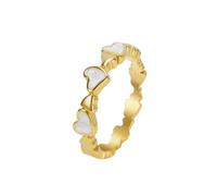 HIJONES Or Argent Plaqué Cœur Empilables Bagues pour Femmes Délicat Amour Cœur Bande Bague Acier Inoxydable Déclaration Bague Bijoux Cadeau Saint Valentin Anniversaire Blanc Taille 52