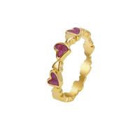 HIJONES Or Argent Plaqué Cœur Empilables Bagues pour Femmes Délicat Amour Cœur Bande Bague Acier Inoxydable Déclaration Bague Bijoux Cadeau Saint Valentin Anniversaire Rouge Taille 50