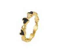 HIJONES Or Argent Plaqué Cœur Empilables Bagues pour Femmes Délicat Amour Cœur Bande Bague Acier Inoxydable Déclaration Bague Bijoux Cadeau Saint Valentin Anniversaire Noir Taille 60