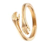 HIJONES Original Viens À Mon Bras Étreinte Bague pour Femme en Acier Inoxydable Amour Mariage Anneaux Ouvrir Mince Or Taille 52