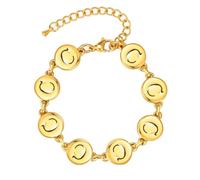 HIJONES Unisex Acier Inoxydable 26 Lettre Initiale Lien Bracelet Ronde Pièce Creuse Symbole Chaîne Dorée Poignet Bijoux Or C