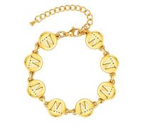 HIJONES Unisex Acier Inoxydable 26 Lettre Initiale Lien Bracelet Ronde Pièce Creuse Symbole Chaîne Dorée Poignet Bijoux Or W