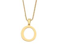 HIJONES Unisex Acier Inoxydable Collier en Chaîne Torsadée en Forme de Lettres A-Z Plaqué Or avec Pendentif en Charme Alphabet O