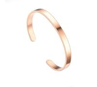 HIJONES Unisex Acier Inoxydable Minimaliste Brillant Bracelet Ouvert en C Stylé Manchette de Fête Bijou Poignet Or Rose 6MM