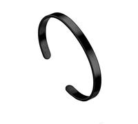 HIJONES Unisex Acier Inoxydable Minimaliste Brillant Bracelet Ouvert en C Stylé Manchette de Fête Bijou Poignet Noir 8MM