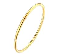 HIJONES Unisex Acier Inoxydable Ronde Mince Empilée Bracelet Solide Simple Poli Bracelet Cadeau d Amour Or (W-3MM, D-60CM)