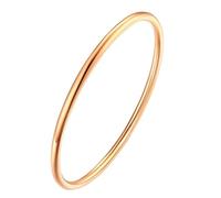 HIJONES Unisex Acier Inoxydable Ronde Mince Empilée Bracelet Solide Simple Poli Bracelet Cadeau d Amour Or Rose (W-2MM, D-65CM)