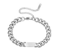 HIJONES Unisex Acier Inoxydable Tendance Maille Chaîne Puissant Bracelets Hip Hop Brillant Ajustable Poignet Bijoux Argent 20CM