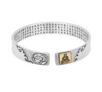 HIJONES Unisex Acier Inoxydable Zodiaque Buddha Anniversaire Bracelet Ouvert Six Paroles Vérité Bonheur Cœur Amour Bracelet Poignet Singe