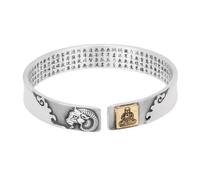 HIJONES Unisex Acier Inoxydable Zodiaque Buddha Anniversaire Bracelet Ouvert Six Paroles Vérité Bonheur Cœur Amour Bracelet Poignet Chèvre