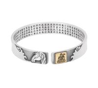 HIJONES Unisex Acier Inoxydable Zodiaque Buddha Anniversaire Bracelet Ouvert Six Paroles Vérité Bonheur Cœur Amour Bracelet Poignet Cheval