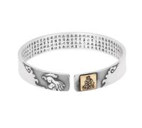 HIJONES Unisex Acier Inoxydable Zodiaque Buddha Anniversaire Bracelet Ouvert Six Paroles Vérité Bonheur Cœur Amour Bracelet Poignet Coq